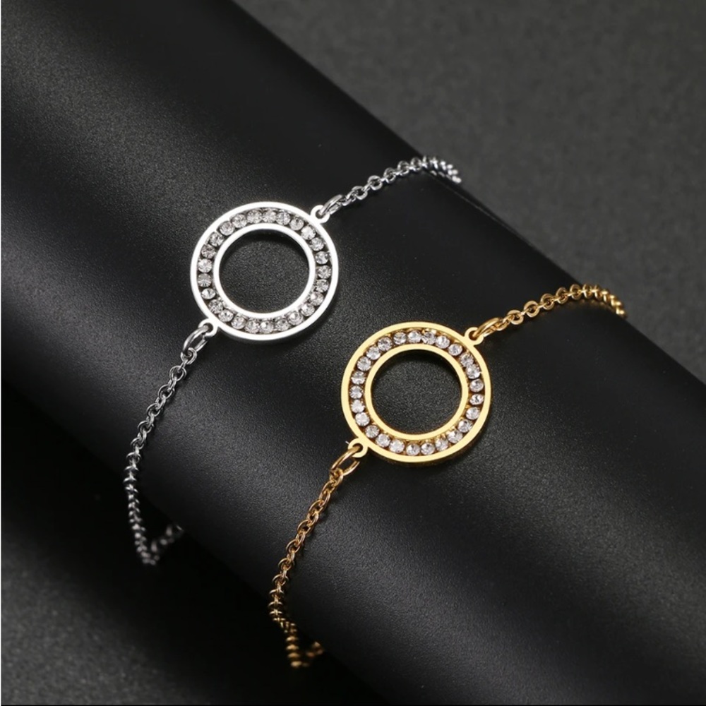 Gold Filled Cubic Zirconia Circle Eternal Bracelet - Picture 4 of 4